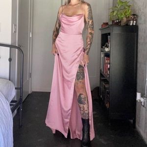 Fame and Partners X Free People Rosabel satin cowel neck dress